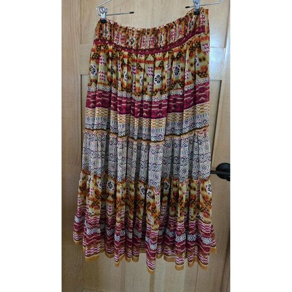 Bohemian Maxi Skirt Geometric Print Multicolor PXL lagenlook tribal aztec boho - Picture 3 of 6